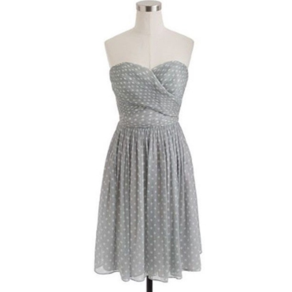 J. Crew  Arabelle Dress in Polka Dot Silk Chiffon - Picture 2 of 5